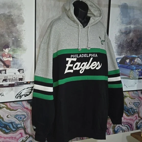 Mitchell & Ness NFL Throwback Philadelphia Eagles Hoodie 4XLT – Rare Big & Tall Sweatshirts & Hoodies